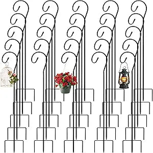 Therwen 24 Pcs 32 Inch Shepherds Hooks for Outdoor Bulk Garden Hooks for Hanging Plants Lanterns Bird Feeders Solar Lights Mason Jars Weddings Decor Hummingbird Adjustable Stand Hanger