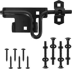 Slide Bolt Gate Latch,Sliding Bolt Door Lock with Padlock Hole for Wooden Fence and Vinyl Gates,mainly Used for Fence,shed Door,Yard Door,Barn Door,Outdoor and Indoors,Coated with Black-1 Pack