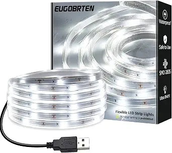 10ft 5V USB LED Rope Light Waterproof White Strip Lights For In/Outdoor