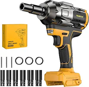 Cordless Impact Wrench 1/2 inch compatible with DeWalt 20V Battery, 900FT-LBS High Torque Brushless Impact Driver with 6 Pcs Sockets & Gift Box, Power Wrenches (Tool Only)