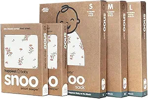 Happiest Baby The Big Bundle 100% Organic Cotton - Includes 3 SNOO Sacks and 2 SNOO Bassinet Fitted Sheets (Ivory Wildflowers)