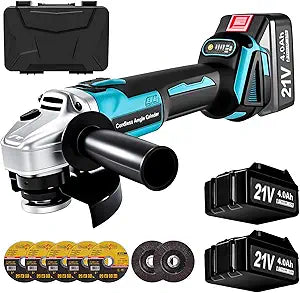 Cordless Angle Grinder Compatible with Makita 18V Batteries, 2x 4.0Ah Battery & Charger Power Grinder Tool 9000RPM 3 Variable Speeds Brushless Metal Grinder for Cutting Grinding Polishing