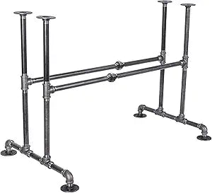 PIPE DECOR Industrial Kitchen Dining Table Base, 3/4 Inch Pipe, 30 Inch Height Rustic Metal Frame for Home Office, Basement, Study - Bridge Design