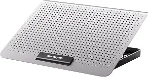 ICE COOREL Aluminum Laptop Cooling Pad, Laptop Cooler Stand with 7 Height Adjustable, Laptop Fan Cooling Pad for Laptop 12-15.6 Inch, Notebook Cooler Pad with Two USB Port (Silver)
