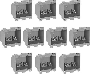Maxxima 2 Gang 26 cu. in. PVC Electrical Junction Box, Gray, 10-Pack