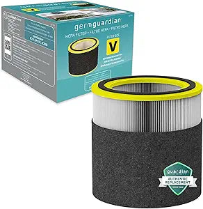 GermGuardian Filter V HEPA Pure Genuine Air Purifier Replacement Filter, Removes 99.97% of Pollutants, Wildfire Smoke, Odors, for Models AC3000W, AC3000B, AC3050, AP3151, AC151, Black/Yellow, FLT151