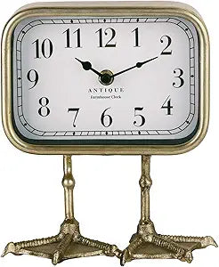 NIKKY HOME Vintage Table Top Clock, Cute Duck Paw Silent Shelf Desk Clock Battery Operated, Home Decor for Living Room, Mantel, Bedroom, Bedside - Gold