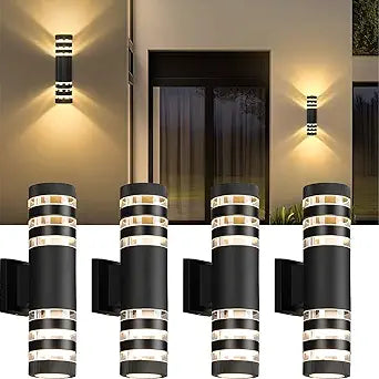 4Pack 15inch LED Cylinder Up & Down Wall Lights,18W Modern Outdoor Wall Light 4000K Day White Aluminum Body Waterproof IP65 LED Exterior Light Fixtures Wall Mount for House Patio Garage Garden