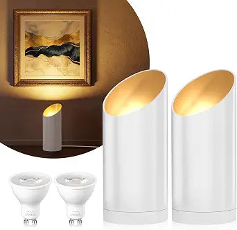 2 Pack Uplighting Indoor Floor Can Lights,7W LED Up Lights with 3000K GU10 Bulbs, Spot Lights with 5.9 FT Plug Cord & Foot Switch,Ideal for Indoor Corners, Sofas, Plants, and Wall Art