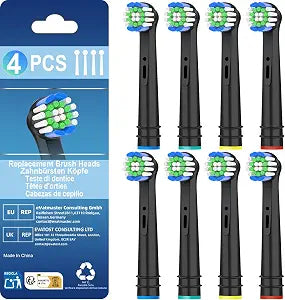 Toothbrush Head Compatible with Oral B Braun Electric Toothbrushes, Replacement Heads Compatible with Oral B Pro 1000/100/500, Genius X, and Smart Models (8 Black)