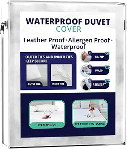 Waterproof Duvet Cover or Waterproof Blanket Cover-Dust, Pet Dander, Feather, Pollen & Allergy Control Duvet Protector (KING-106x86)