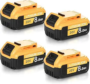 4 Pack True 8000mAh Replacement for DWalt 20V Max Battery, High Capacity Lithium Batteries Compatible with DWalt DCB200 DCB201 DCB203 DCB204 DCB206 DCB207 DCB208 Series Cordless Power Tools