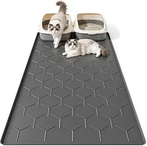 Bulkniu Extra Large Silicone Cat Litter Mat, Waterproof/Urineproof, Litter Recycling, Easy to Clean, Soft on Kitty Paws (28"X40"-Dark Grey)