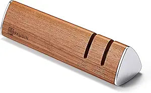 PAUDIN Walnut Knife Sharpener  2-Stage Sharpening for Dull Knives, Safe for High-Carbon Steel Blades, Easy to Use  No Water, No Mess, One-Pull Sharpening, Kitchen Sharpener for Knives and Scissors