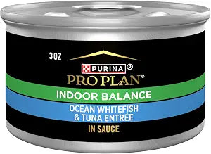 Purina Pro Plan Indoor Balance Ocean Whitefish and Tuna in Sauce Cat Food Wet Formula - (Pack of 24) 3 oz. Cans