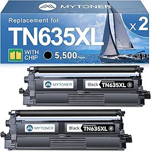 MYTONER Compatible Toner Cartridge Replacement for Brother TN635XL TN-635XL TN635 for HL-L8430CDW HL-L8430CDWT HL-L8570CDW MFC-L8730CDW MFC-L8930CDW MFC-L8970CDW MFC-EX575 Printer Black, 2 Pack