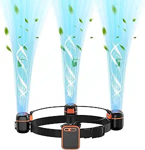 Portable Waist Fan Belt with 3 Cooling Units,10000mAh Rechargeable Belt Fan ∩╝ Large Air Volume For Farm/Outdoor, Waist Blower Runtime 20H (223C2) (Black Orange)