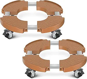 VANCASTLE Plant Caddy with Lockable Wheels Heavy Duty 450lbs Capacity, 15-22 Inch Adjustable Plant Stand with Wheels Rolling base, Plant Dolly for Flower Pot Mover Indoor Outdoor, Khaki, 2 Pack