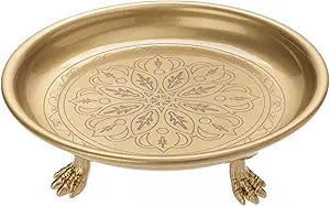 Solid Brass Pedestal Tray with Eagle Claw Feet  Vintage Gold Jewelry Holder, Candle Dish & Trinket Plate  Decorative Display for Vanity, Bathroom, Dresser, Entryway & Coffee Table Decor