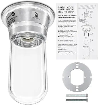 Restaurant Canopy Hood Light Fixture | Thermal and Shock Resistant with Clear Coated Tempered Glass Globe | Die Cast Aluminum Body for Commercial Kitchen Hood