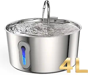 4L/135oz Large Cat Water Fountain Advanced 304 Stainless Steel with Detachable Tank, Easy to Clean, Automatic Pet Fountain Quiet Cats Water Dispenser, Dogs (135oz Large Cat Fountain)