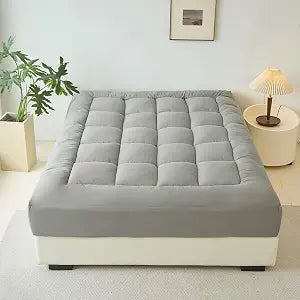 West Month Premium Quilted Luxury Extra Thick Mattress Pad, Deep Pocket Pillow Top, Machine Washable Bed Cover, Breathable & Fluffy Soft (Gray, Queen)