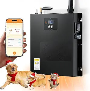 Briidea WiFi Dog House Heater 400W with LoRa Technology Up to 1200ft Long Range, 3s Fast PTC Heating, Adjustable 32122F for 120 Cu Ft, 11.5ft Anti-Chew Cord, 2.4 & 5GHz Dual-Band WiFi