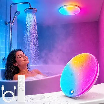 IP65 Waterproof Shower Light, 7.8 Rechargeable Motion Sensor Ceiling Light