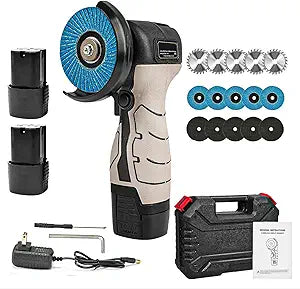Cordless Brush Angle Grinder Kit, Portable Mini Electric AngleWith 2pcs 16.8V 2000mAh Batteries and 20-Cutting Discs,7000RPMPower Angle Grinder for Wood Metal Stone Concrete