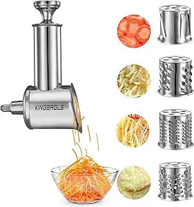 KINGEAGLE Stainless Steel Slicer Shredder Attachment for KitchenAid Mixer, Cheese Grater, Food Slicer for KitchenAid Mixer, Accessories for Kitchenaid,6.9*5.4inch
