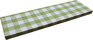 Ginsimar Custom Size Bench Cushion, Bay Window Seat Cushion, Thick Upholstery Foam Long Chair Cushion Sofa Pads Outdoor/Indoor Patio Furniture (Green and White, 72 x 18 x 3 Inch)