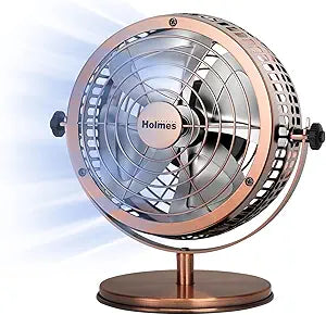 HOLMES 6" Heritage Table Fan, 2 Speeds, 4 Blades, Adjustable 145┬░ Head Tilt, Metal Construction, Ideal for Home, Bedrooms, Dorm Rooms or Office, Brushed Copper