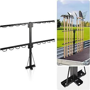 AugFir Upgraded Utility Trailer Accessories Trailer Tool Rack with 8 Tool Holes, Heavy-Duty Landscape Accessories Reinforced Base Shovel Holder Handle Tool Rack for Truck