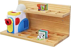 Floating Shelves for Little Tikes Story Dream Machine,Wall Shelf for Little Tikes Projector Books Audio Play Character Storage Tray Organizer for Toddlers and Kids Girls Boys,Pine(Natural Wood)