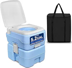 SereneLife 5.2 Gal Portable Camping Toilet For Adults, 100+ Flushes Porta Potty Camp Toilet with Detachable Waste Tank, 120+ Flushes, Hand Sprayer, Carry Bag for Camping, Hiking, and Boating