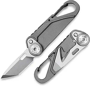 TACRAY Vinto 5-in-1 Titanium Small Pocket Knife  Ultra-Light Mini EDC Multitool Utility Knife with Folding Blade, Seatbelt Cutter, Bottle Opener & Screwdriver, Compact Everyday Carry