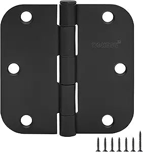 18 Pack Matte Black Door Hinges 3.5 Inch, 5/8" Radius Rounded, Standard Residential for Doors 3 ",Sturdy Hinges, Interior Hinges