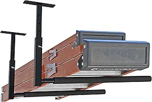 TRUSOON Adjustable Ladder Ceiling Rack, Kayak Overhead Garage Storage Rack, Garage Ceiling Storage for Kayak, Ladder, Surfboard, Snowboar Overhead Hanger, Holds 150 lbs, Black