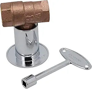 Supplying Demand BVL-2SK-CP Fireplace Fire Pit | 1/2" IPS Straight Log Lighter Ball Valve with Chrome Plated Cover and Key
