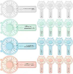 Glooglitter 20 Pcs Church Handheld Fans Bulk Mini Christian Personal Small 3 Speed Battery Operated Portable USB Rechargeable Pocket Eyelash Fan Summer Easter Religious Wedding Gifts(Bible Verses)