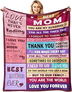 Gifts for Mom from Daughter & Son - Best Mom Ever Gifts - Blanket for Moms Birthday Gift - Christmas Anniversary Mothers Day Presents Ideas for Women - Gift for Mother - to My Mom's Blanket 60"x80"