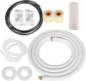 16FT Air Conditioning Tubing Hose Extension 3/8 and 5/8 Inch Insulated Copper Hoses Fit for Mini Split Air Conditioner