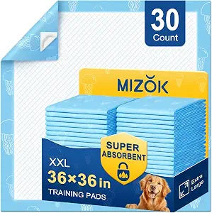 MIZOK 36x36in Dog Pee Pads Jumbo Disposable Dog Training Pads Super Absorbent Up to 11 Cups Marine Scented Odor-Control Dog Pads with Jellyfish Pattern, Quick Dry & Leak-Proof (30 Counts)