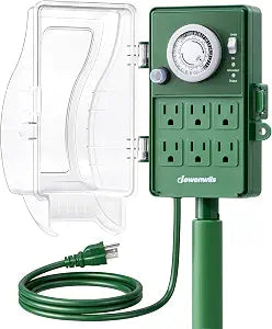 DEWENWILS Outdoor Power Stake Timer, 24-Hour Mechanical Timer, 6 Outlets