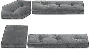 BALAPET Breakfast Nook Cushions Set 4 Piece Cushion Pad Set for Kitchen Breakfast Dining Nook,Shredded Foam Support Fits in Sets with Corner Benches, Mid Century Modern Small Dining Table Sets(Gray)