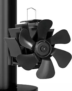 HIDALIFE Wood Stove Fan Magnetically Flue Pipe Mounted, Heat Powered 6 Blades Fan, Non Electric, Silent Thermal for Gas Wood Burner Tent Stove Accessories