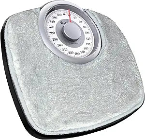 Adamson A25 Scales for Body Weight - Up to 400 LB - New - 5.3" Dial on 12.4" x 10.2" Platform - Anti-Skid Rubber Surface - Bathroom Scale Analog - Durable with 20-Year Assurance - w/Rug - Grey