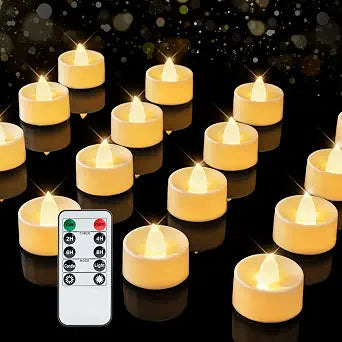 BEICHI 12Pcs Flameless LED Tea Lights with Remote & Timer,Ivory Base,400Hrs