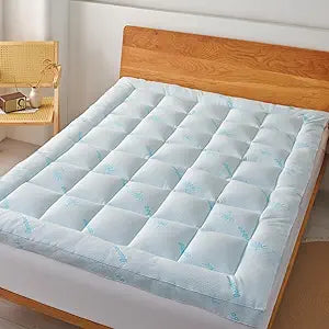 Favorland Mattress Topper Full Size - Cooling Extra Thick Breathable Viscose Made from Bamboo Mattress pad - Soft Quilted Fitted Mattress Cover with 900 GSM Down Alternative Fill (8-21Deep Pocket)