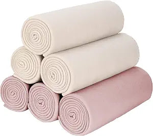 Fleece Throw Blankets Bulk Fleece Blankets Solid Wholesale Lightweight Warm Soft for Pet Bed Sofa Couch Office Wedding Gifts Travel Seasons Beige and Pink 50x60 Inches Pack of 6
